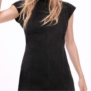 ZARA Black Denim Cap Sleeve Mini Dress - M